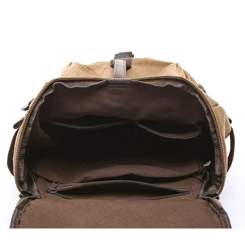 Multifunction Waterproof Canvas Leather Backpack for Men