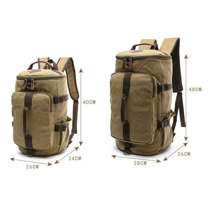 Multifunction Waterproof Canvas Leather Backpack for Men