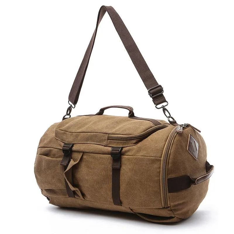 Multifunction Waterproof Canvas Leather Backpack for Men