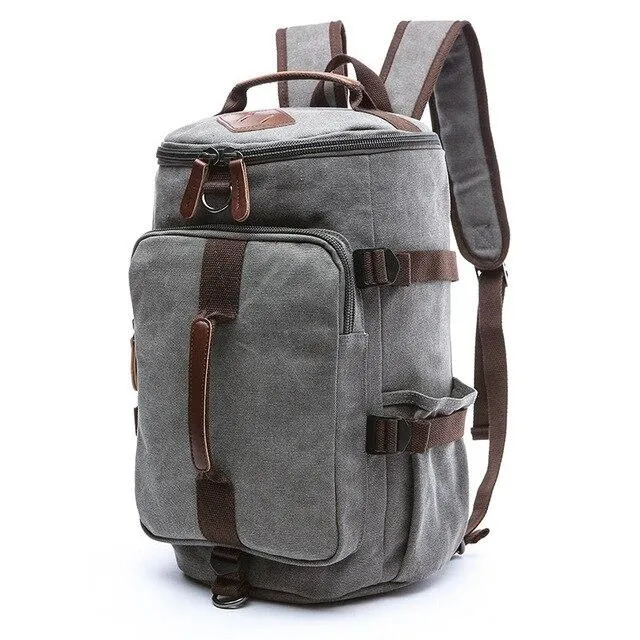 Multifunction Waterproof Canvas Leather Backpack for Men