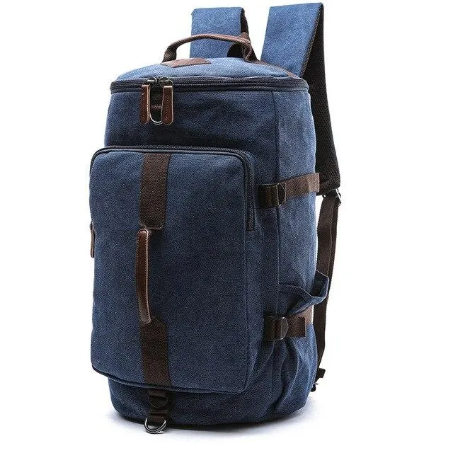 Multifunction Waterproof Canvas Leather Backpack for Men