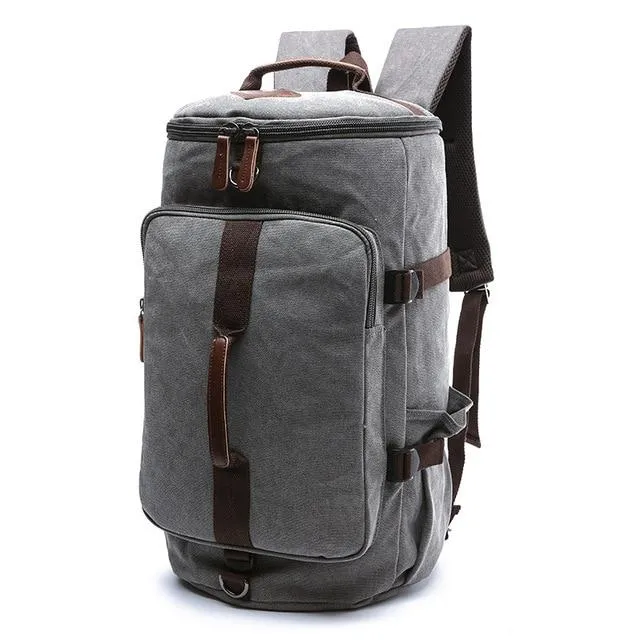 Multifunction Waterproof Canvas Leather Backpack for Men