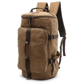 Multifunction Waterproof Canvas Leather Backpack for Men