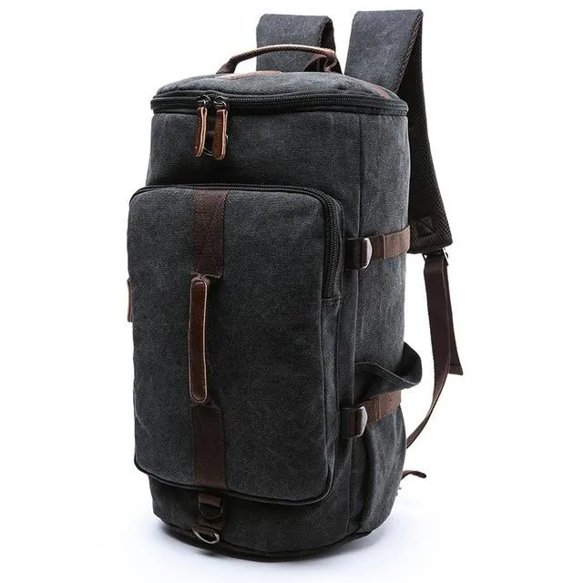 Multifunction Waterproof Canvas Leather Backpack for Men