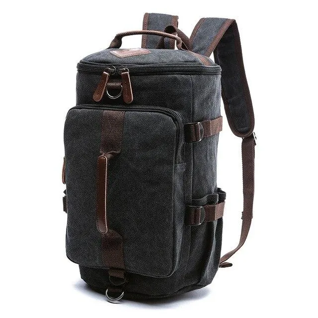 Multifunction Waterproof Canvas Leather Backpack for Men