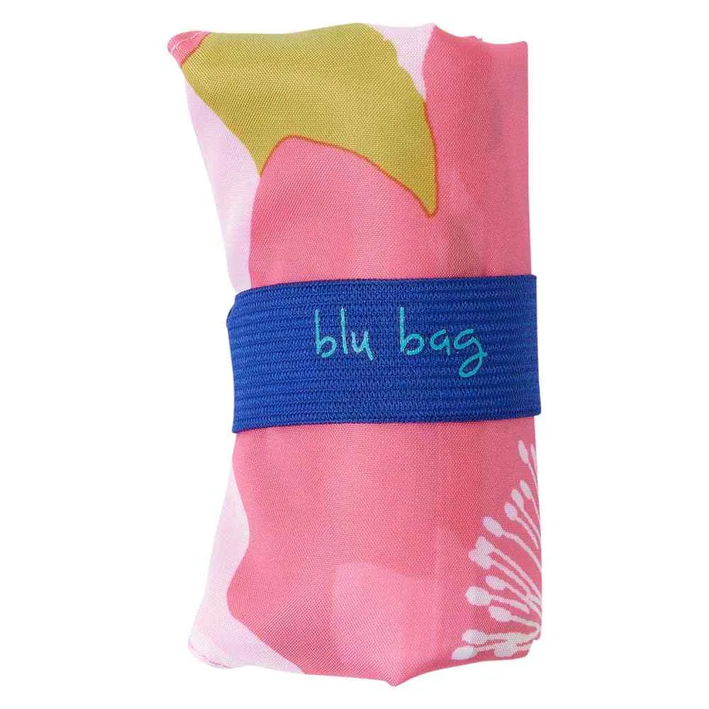 Poppies Pink blu Bag Reusable Shopping Bag-Machine washable