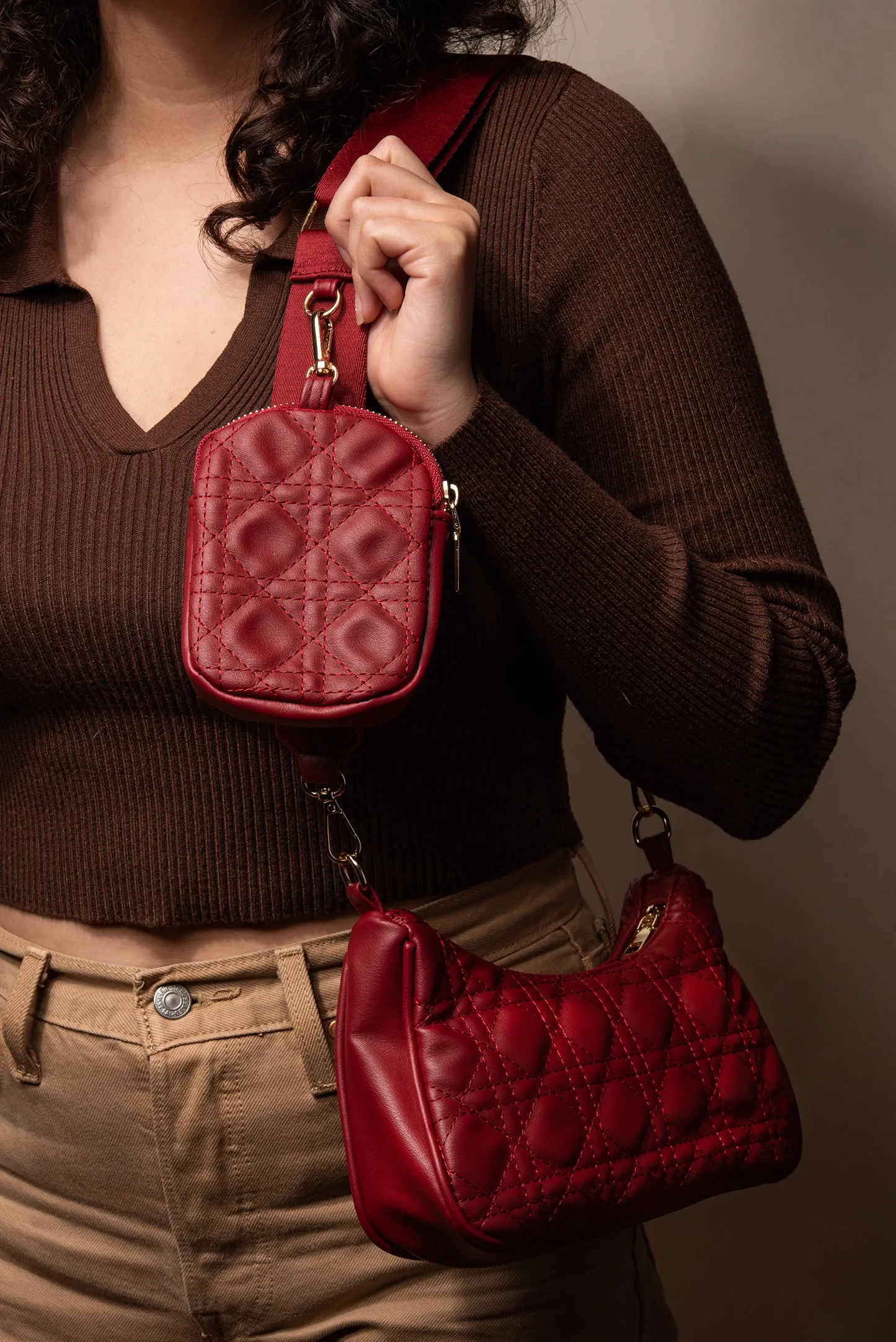 Quilted Crossbody Bag with Coin Purse