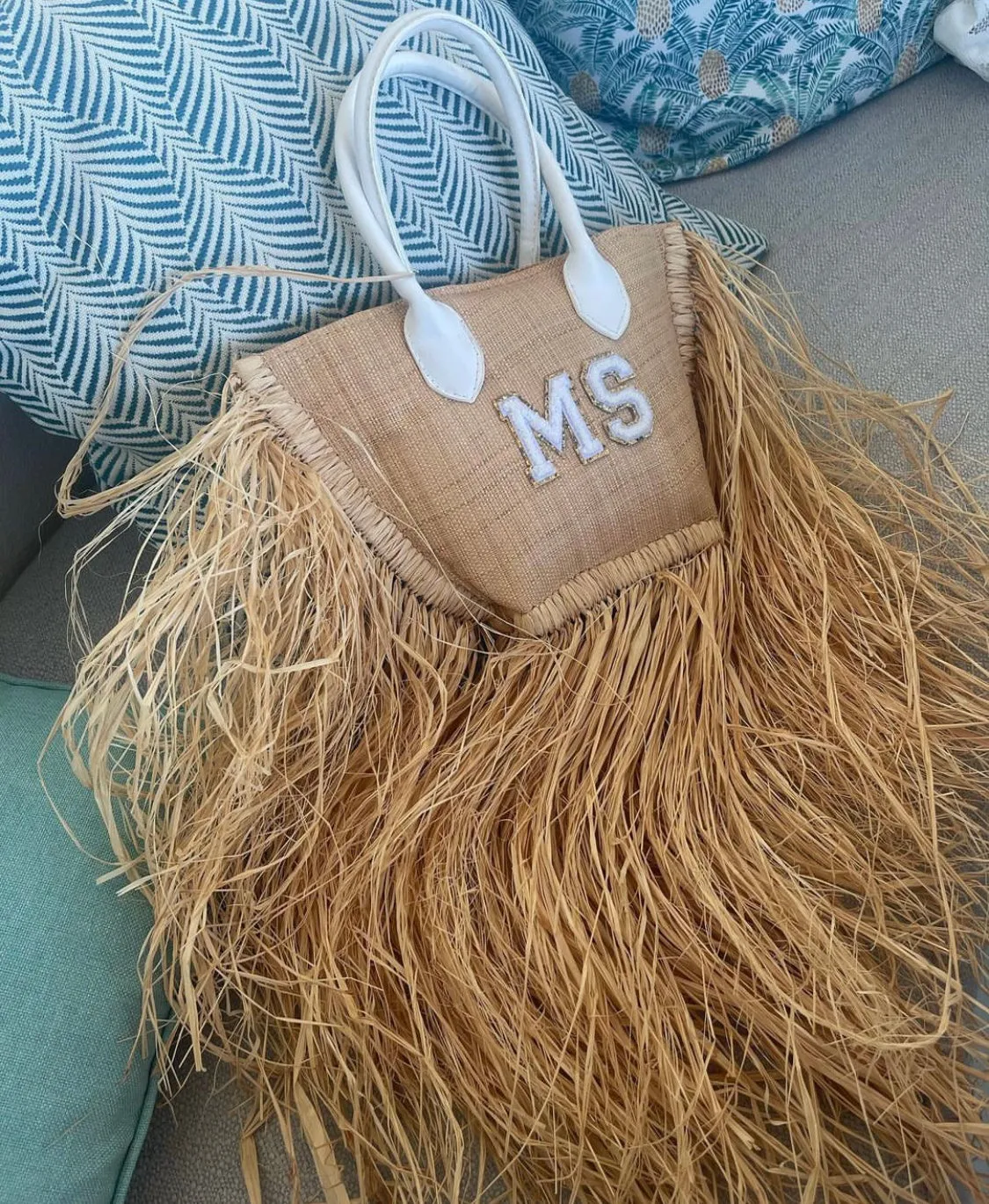 Raffia Fringe Tote Bag