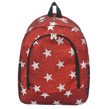 Red Glitter Super Star NGIL Canvas Backpack