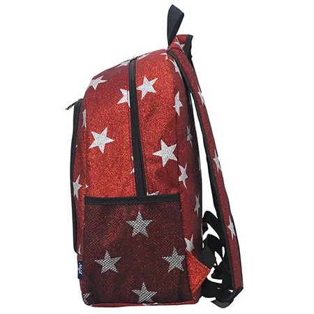 Red Glitter Super Star NGIL Canvas Backpack