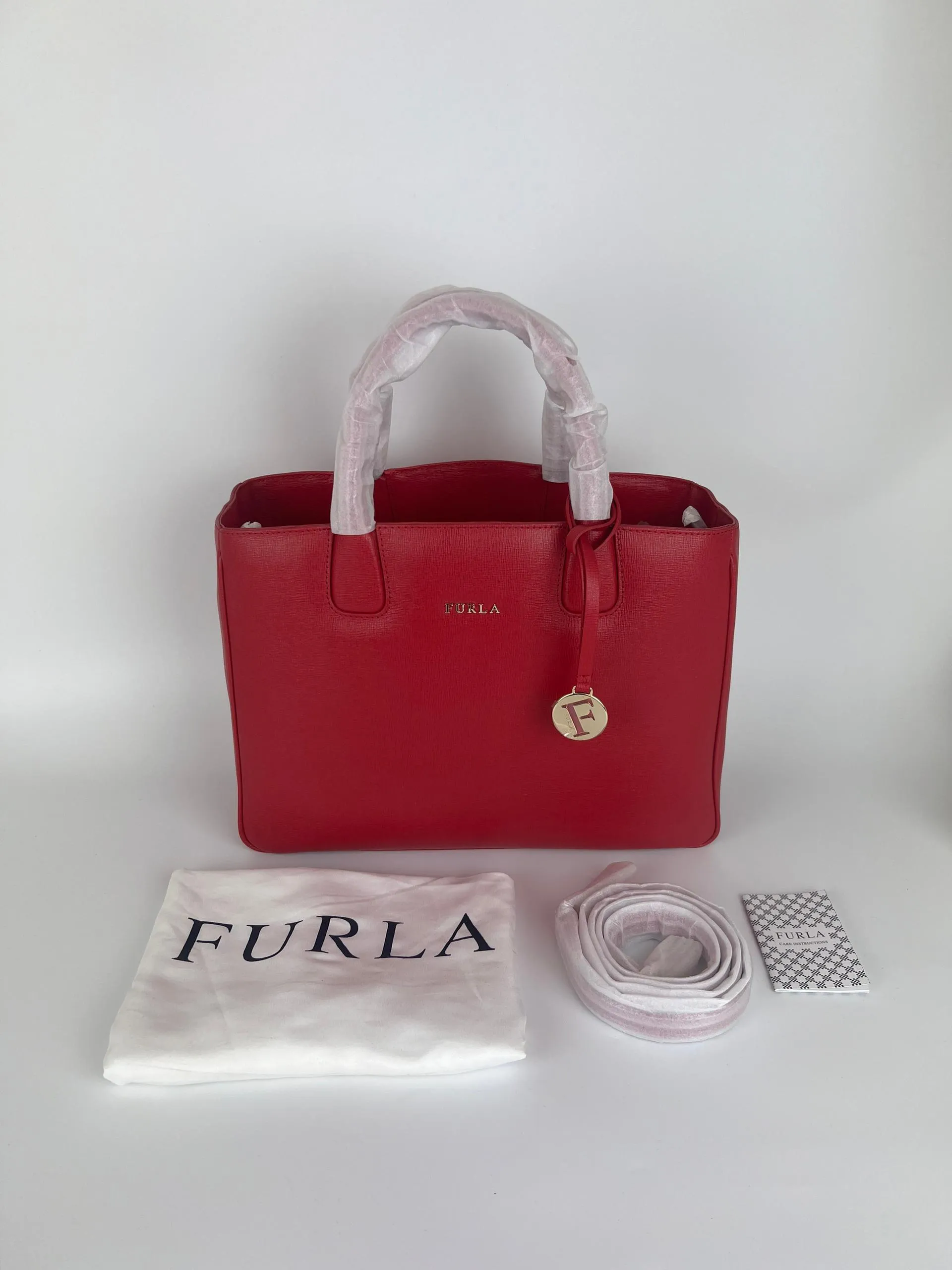 Red Saffiano Tote Bag