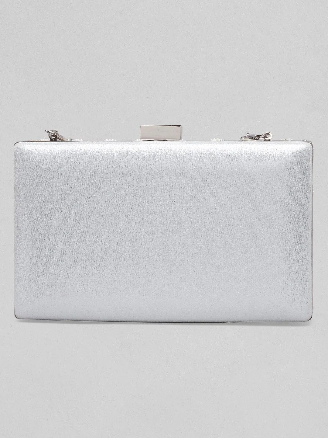 Rubans Off White Coloured Clutch Bag With Shells And Embroided White Design.