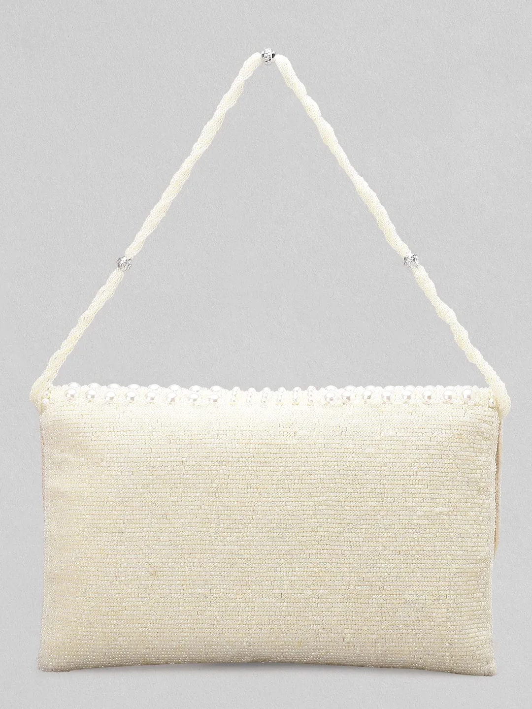 Rubans White Pearl Embellished Hand Bag