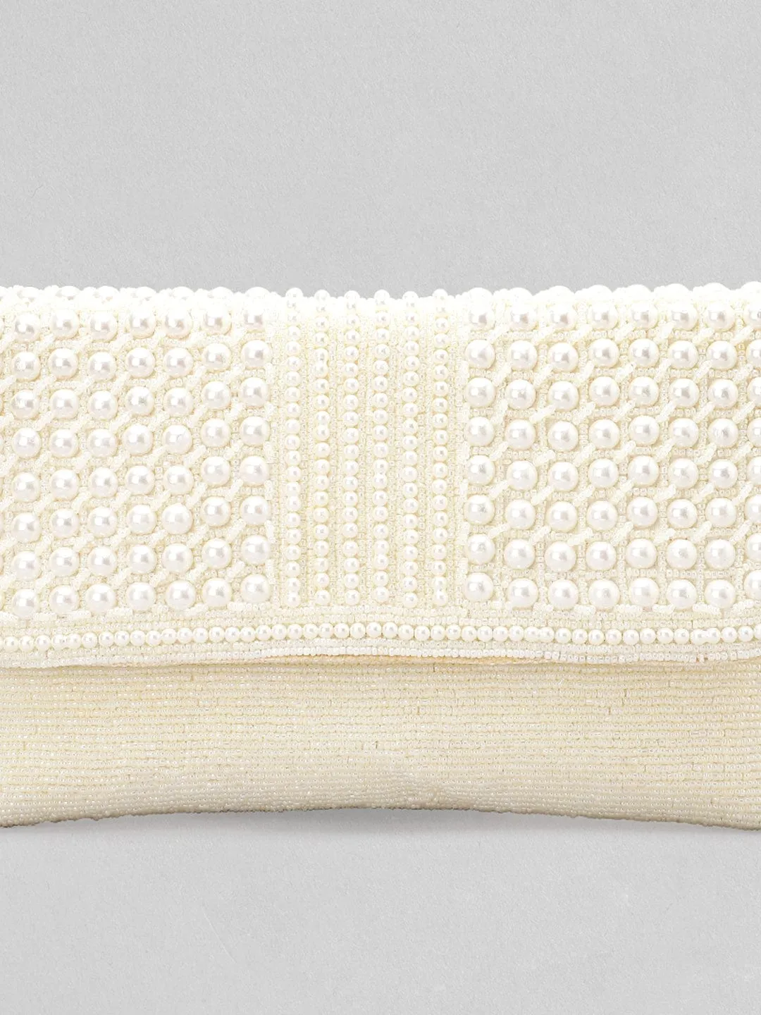 Rubans White Pearl Embellished Hand Bag