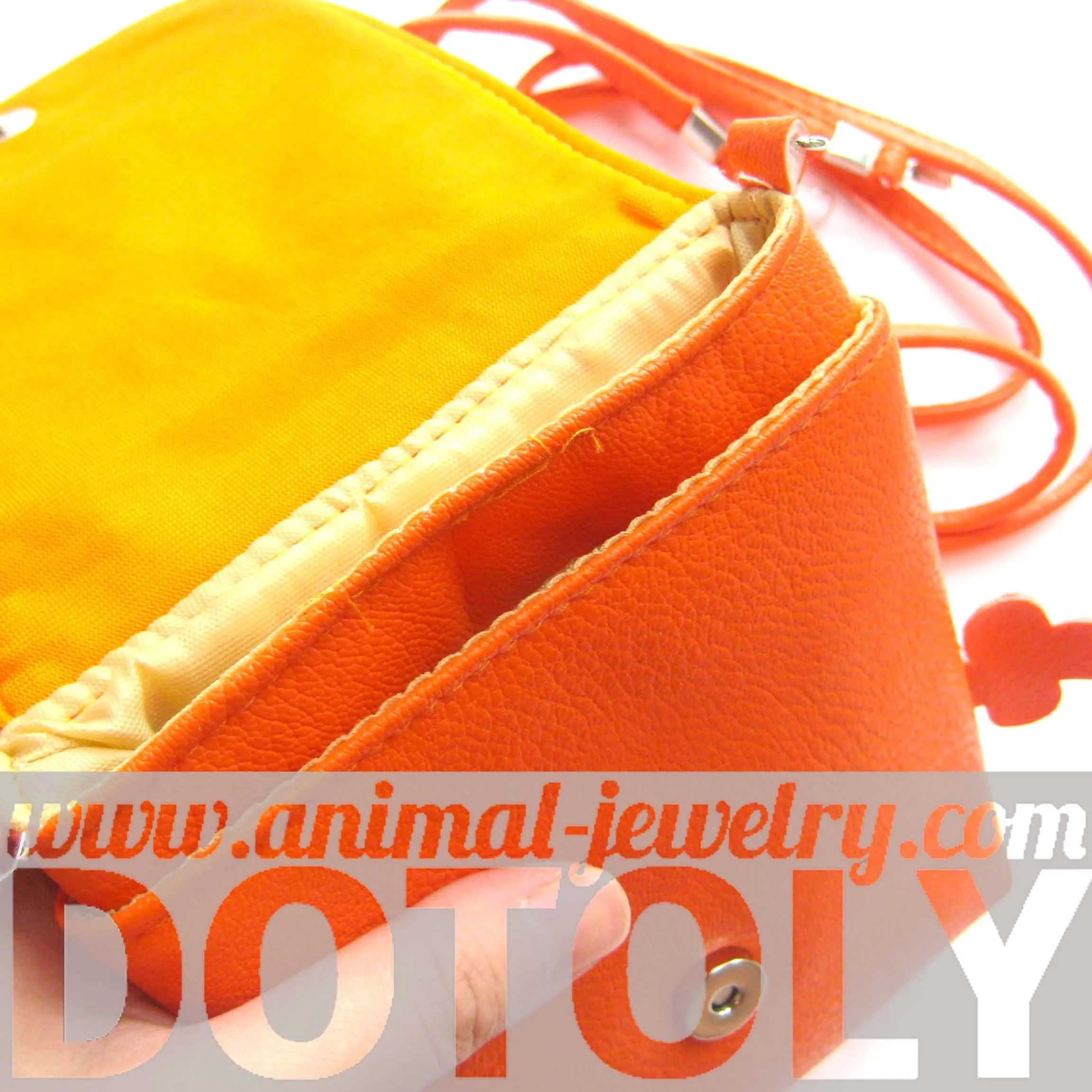 Toothy Monster Small Cross Body Shoulder Bag Purse in Orange