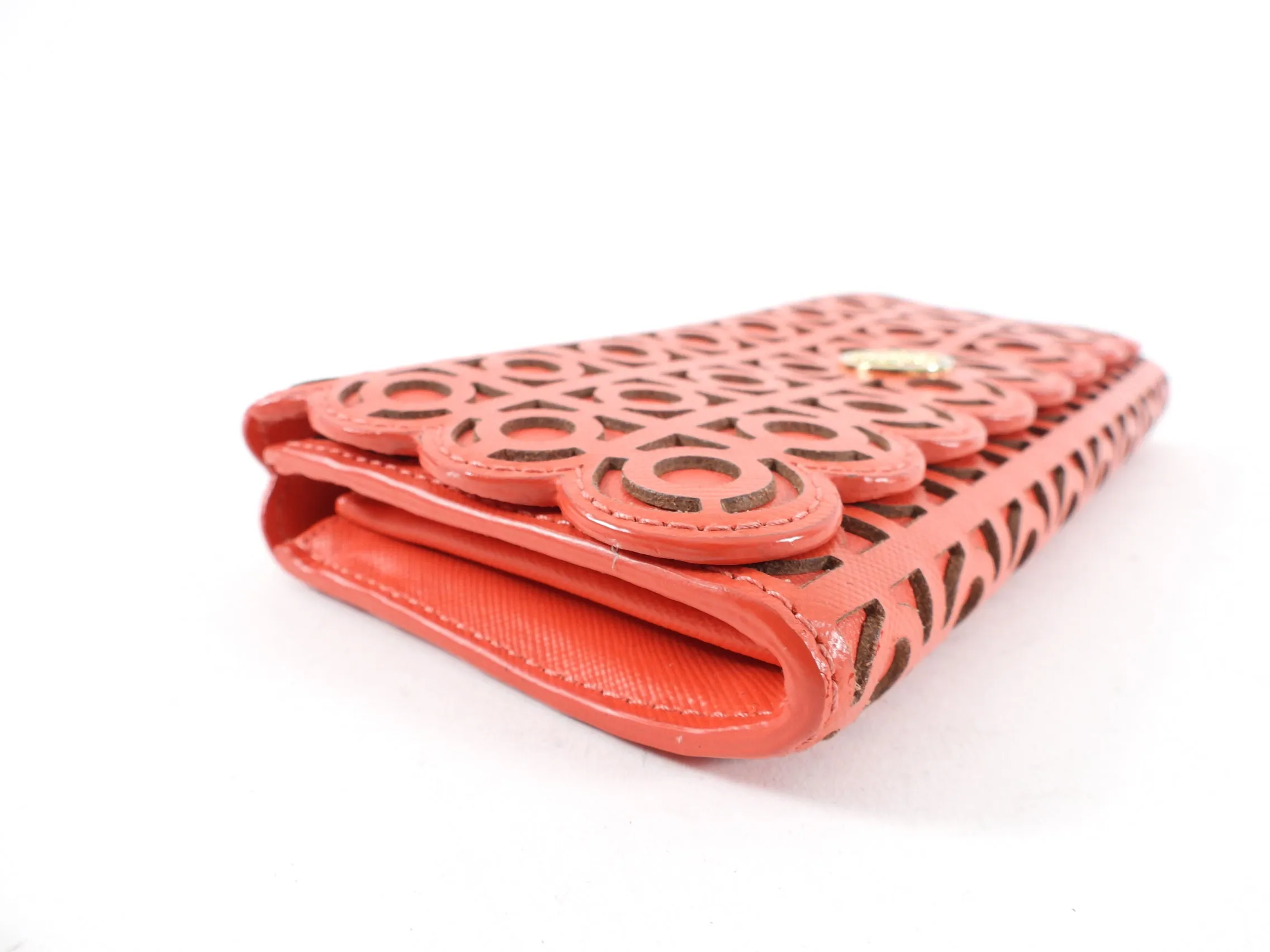 Tory Burch Red Kelsey Perforated Continental Long Wallet