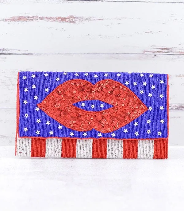 USA Clutch beaded purse