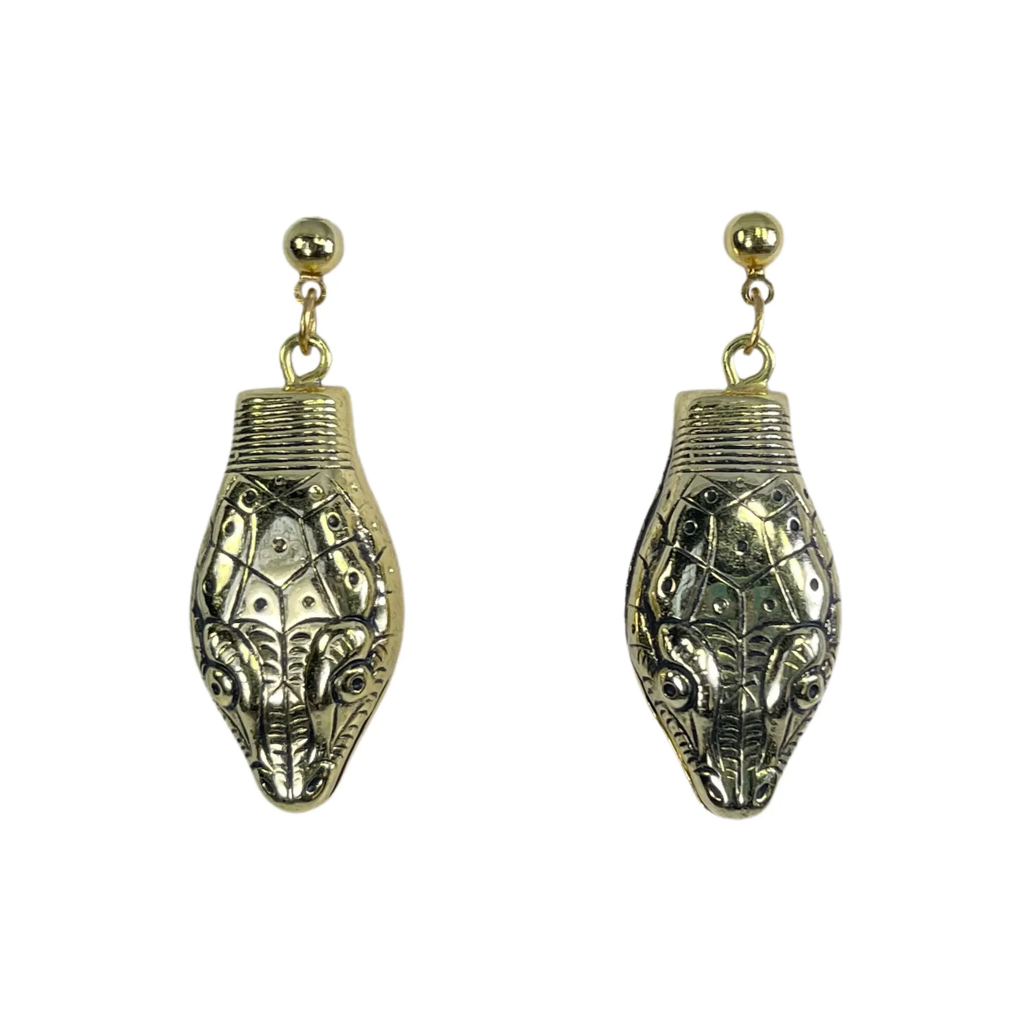 Vintage Snake Drop Earrings by Whiting Davis from the 1970s. Trending Fashion Statement Jewelry.