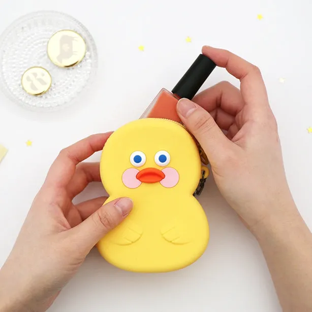 White Yellow Cute Duck Silicone Pouches Purses Mini Handbags Cosmetics Coin Wallets Womens Girls Waterproof