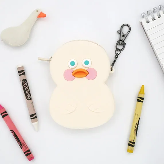 White Yellow Cute Duck Silicone Pouches Purses Mini Handbags Cosmetics Coin Wallets Womens Girls Waterproof