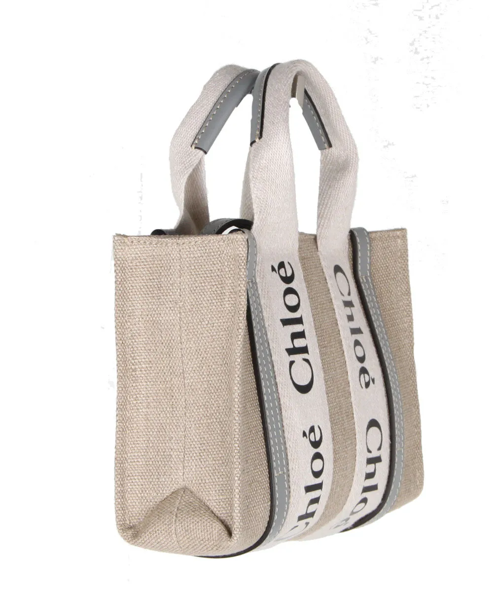 Woody Tote Mini Strap Linen, Divine Grey