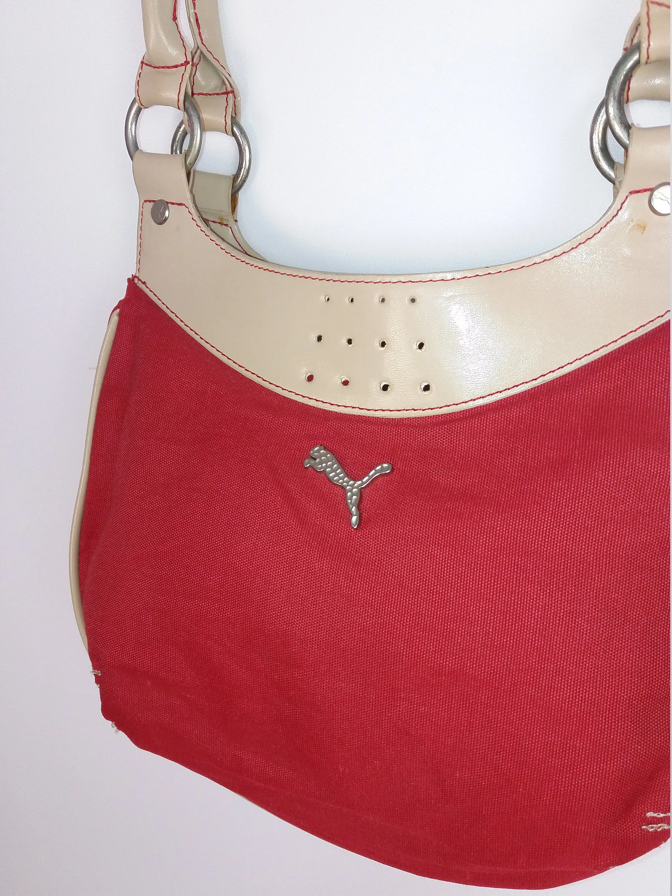 Y2K PUMA Shoulder Bag Red Canvas