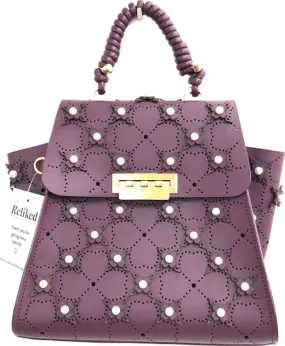 zac zac posen Purple Eartha Floral-appliqué Leather Tote Bag One Size